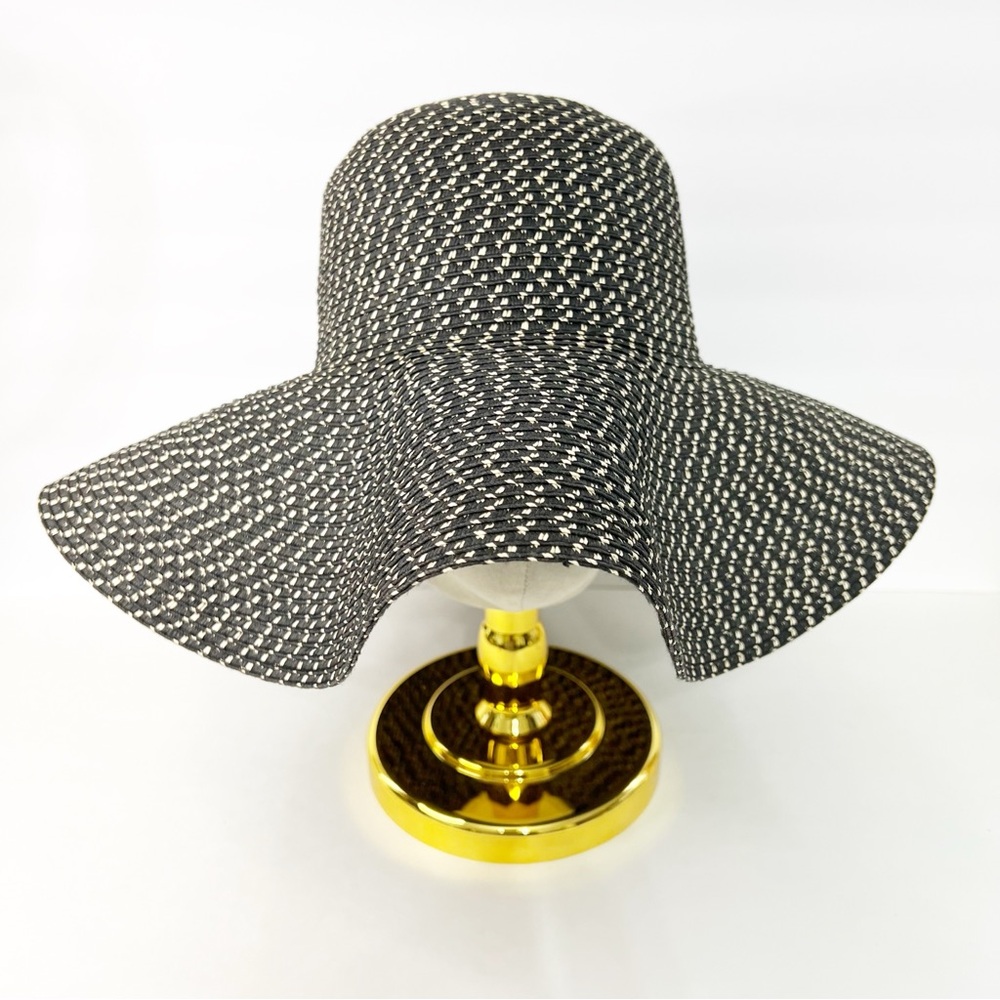 Old Navy Black & White Woven Floppy Sun Hat | L/XL Wide Brim